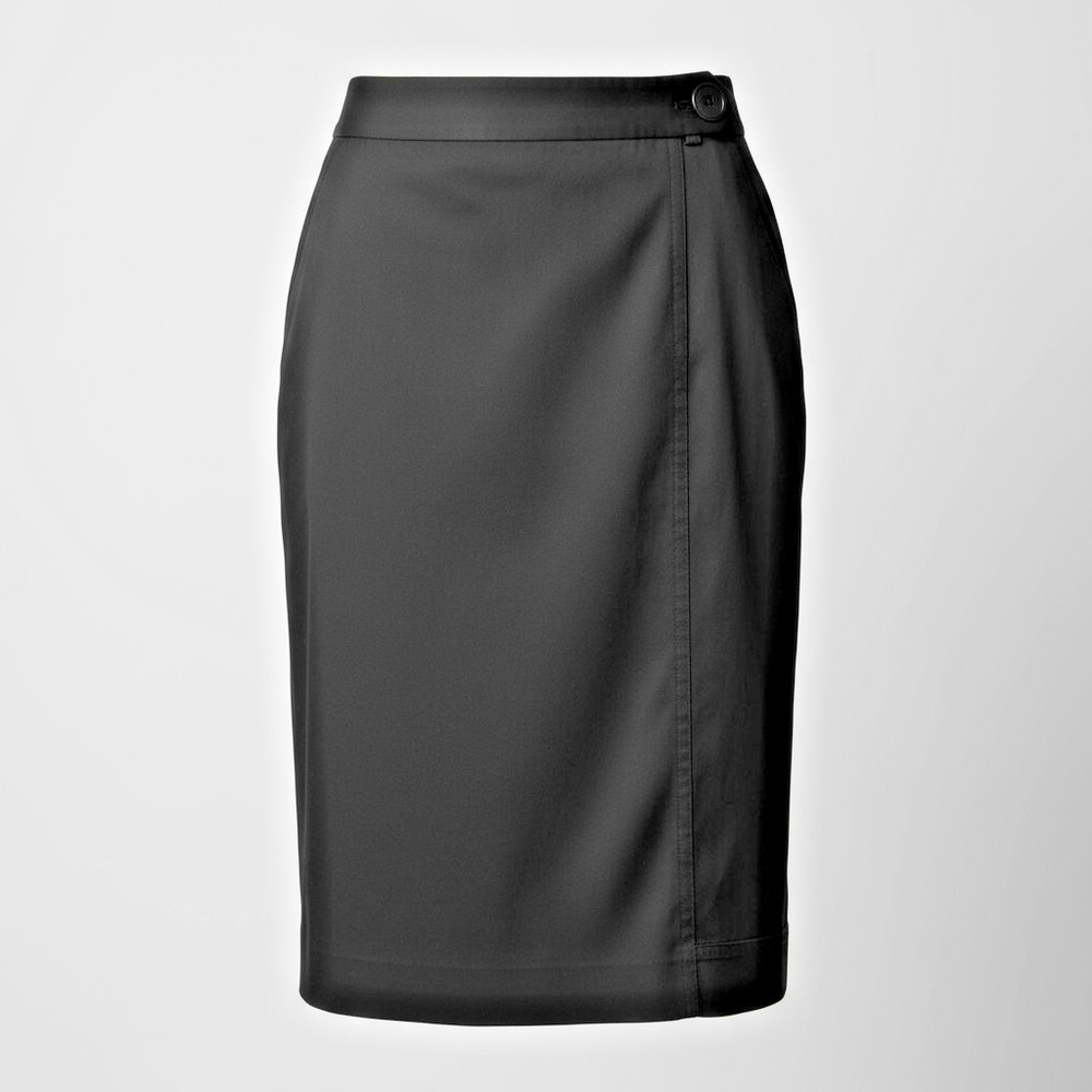 KAUFMANFRANCO Womens Black Skirt Slit Pockets Size 8 Cotton‎ Preowned Excellent